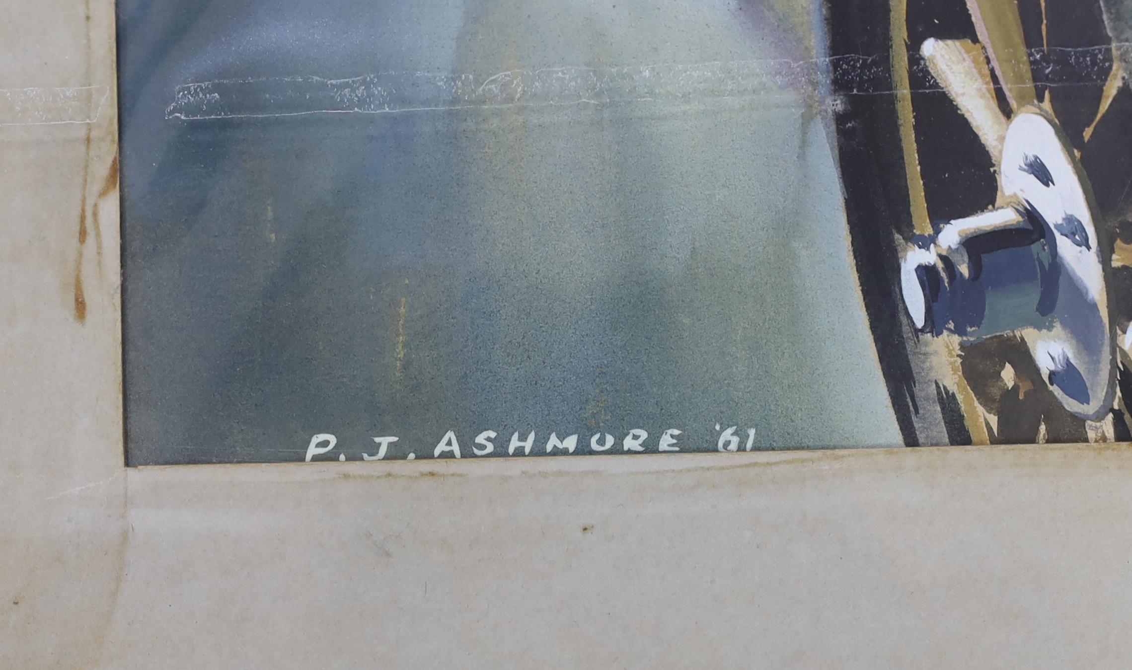 P.J. Ashmore, watercolour and gouache, Vintage Car Museum, signed and dated '61, 30 x 39cm, unframed